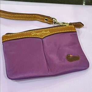 Dooney & Bourke Coin Purse Nylon Leather Trim Embroidered Duck Perfect Cond